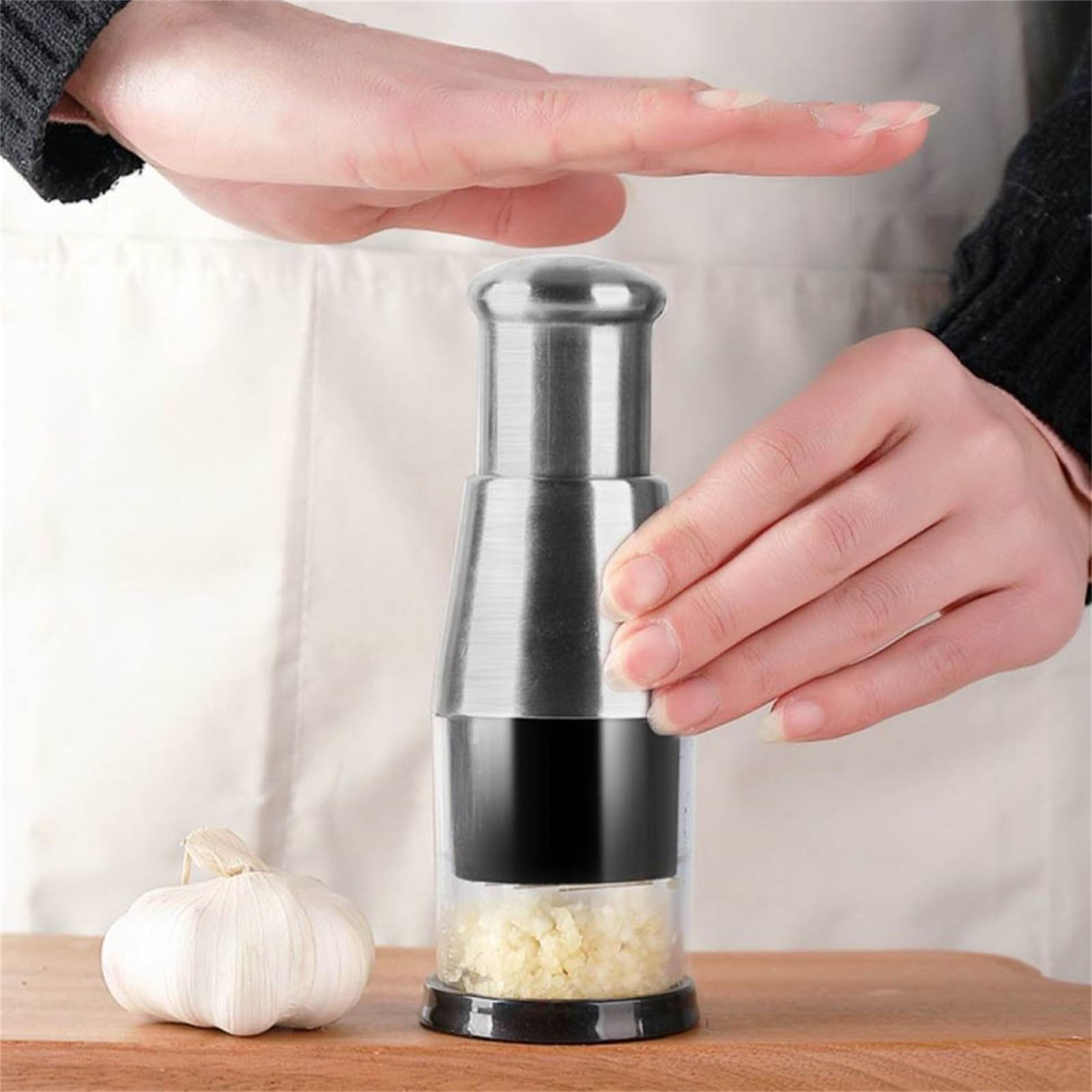 Prensa de ajos y picadora de alimentos manual, utensilio de cocina que ahorra tiempo para verduras, ensaladas, cebollas, ajo y frutos secos, herramienta esencial para una preparación eficiente de