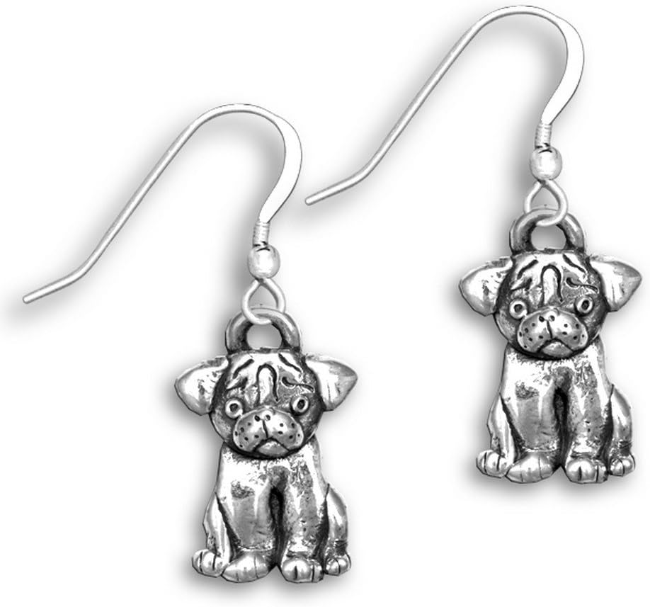 Sterling Silver Pug Earrings by The Magic Zoo