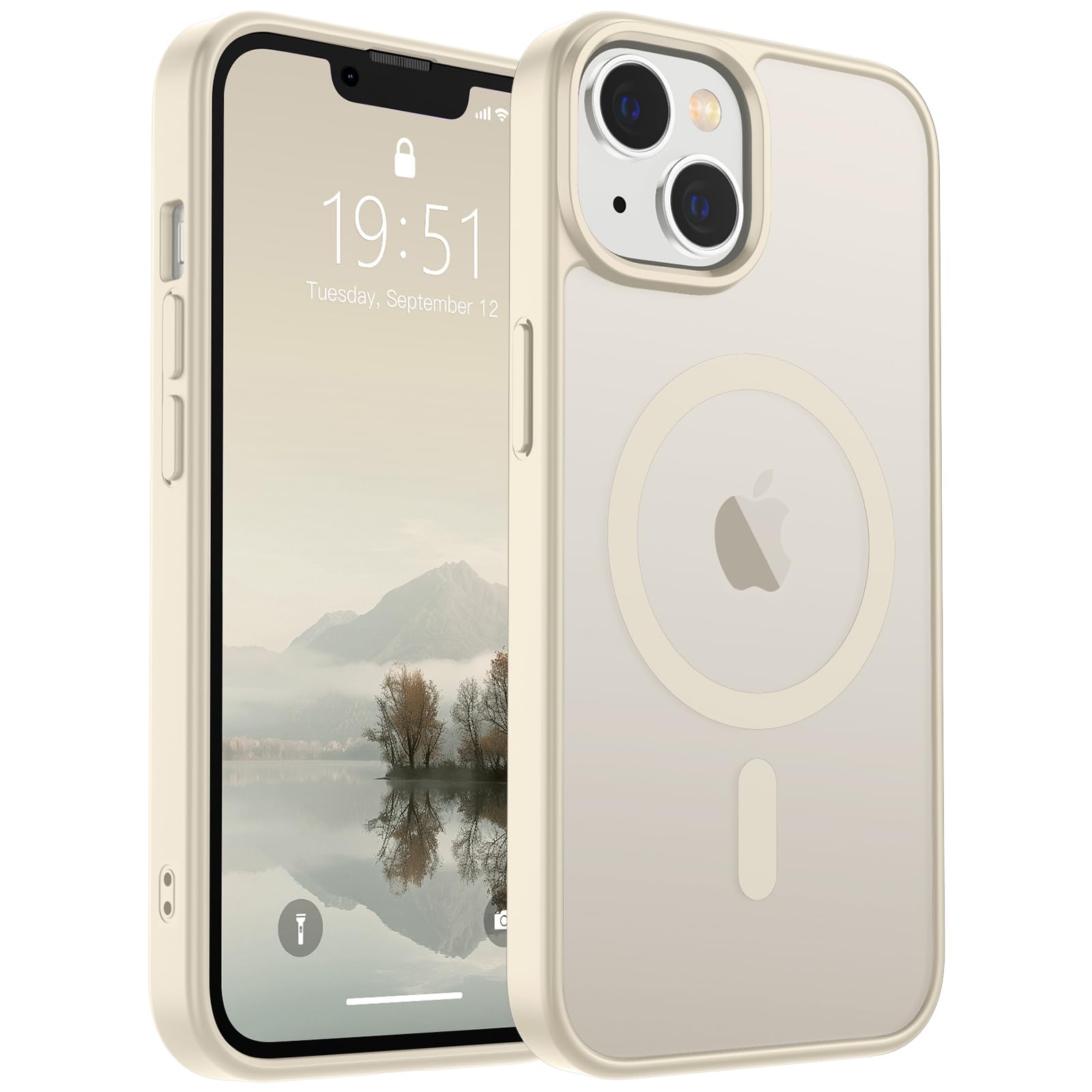 SUPFINE Magnetic for iPhone 15 Plus Case & iPhone 14 Plus Case(Compatible with MagSafe)(Military Grade Drop Protection) Slim Translucent Shockproof with Anti-Fingerprint Phone Case,Antique White