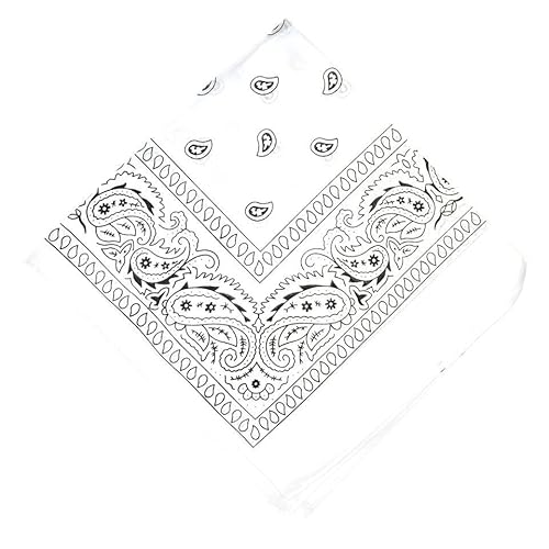 AAMERA mens bandana scarf bandana Face Masks, Paisley Print, Cotton bandana scarf (White)