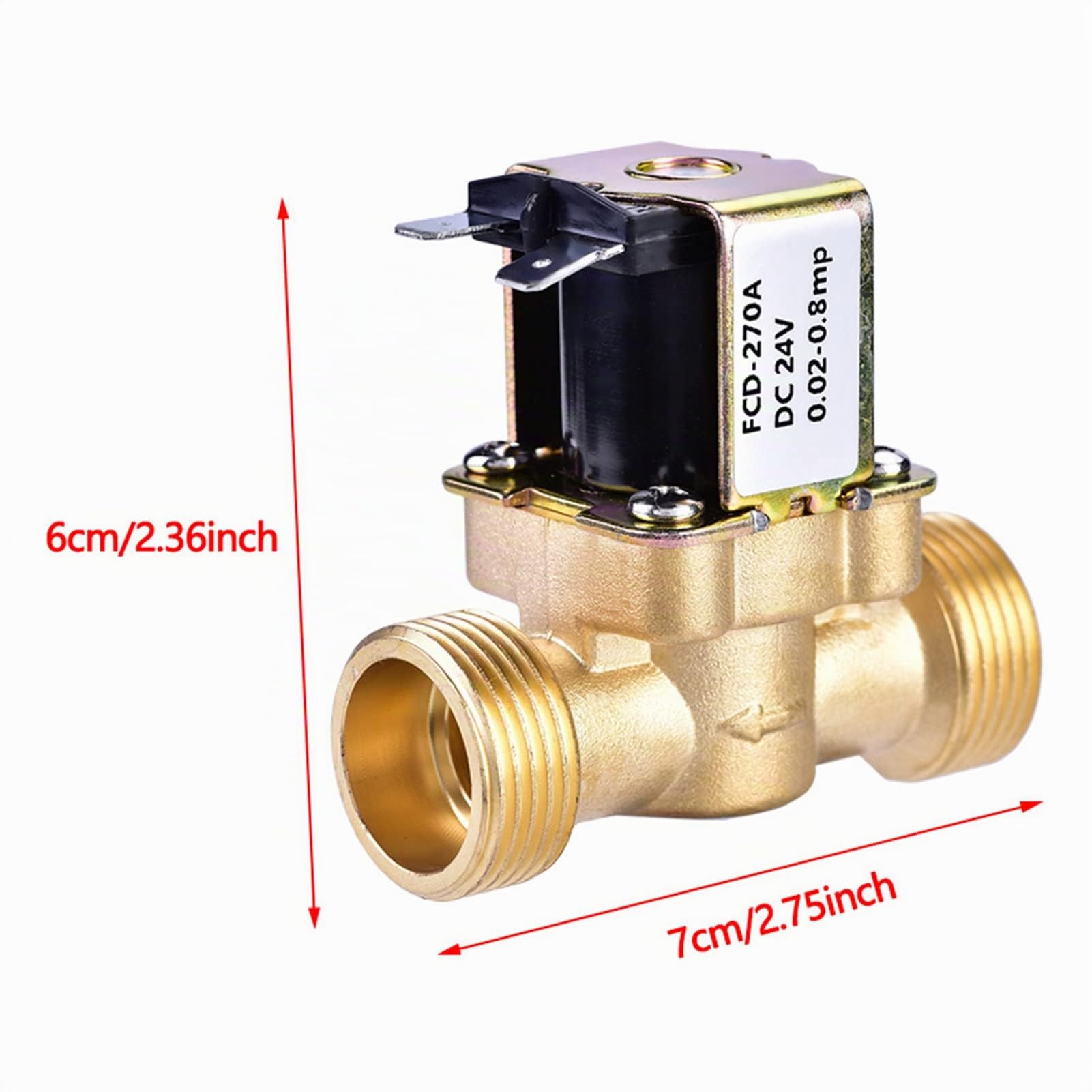 Artillery Electrovanne, 3/4" DC 24V Normalement Fermé En Laiton Électrique Electrovanne pour Le Contrôle de L'eau Vannes de Commutation de Débit pour Le Contrôle de L'eau, Vanne solénoïde d'eau