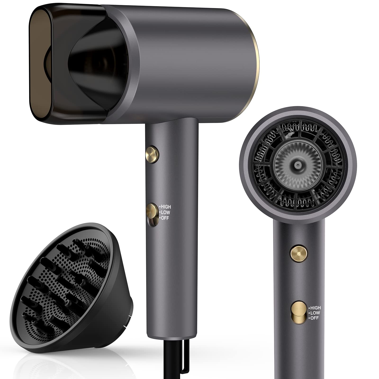 Hair Dryer Blow Dryer With Diffuser 1875w Negative Ions Hairdryer