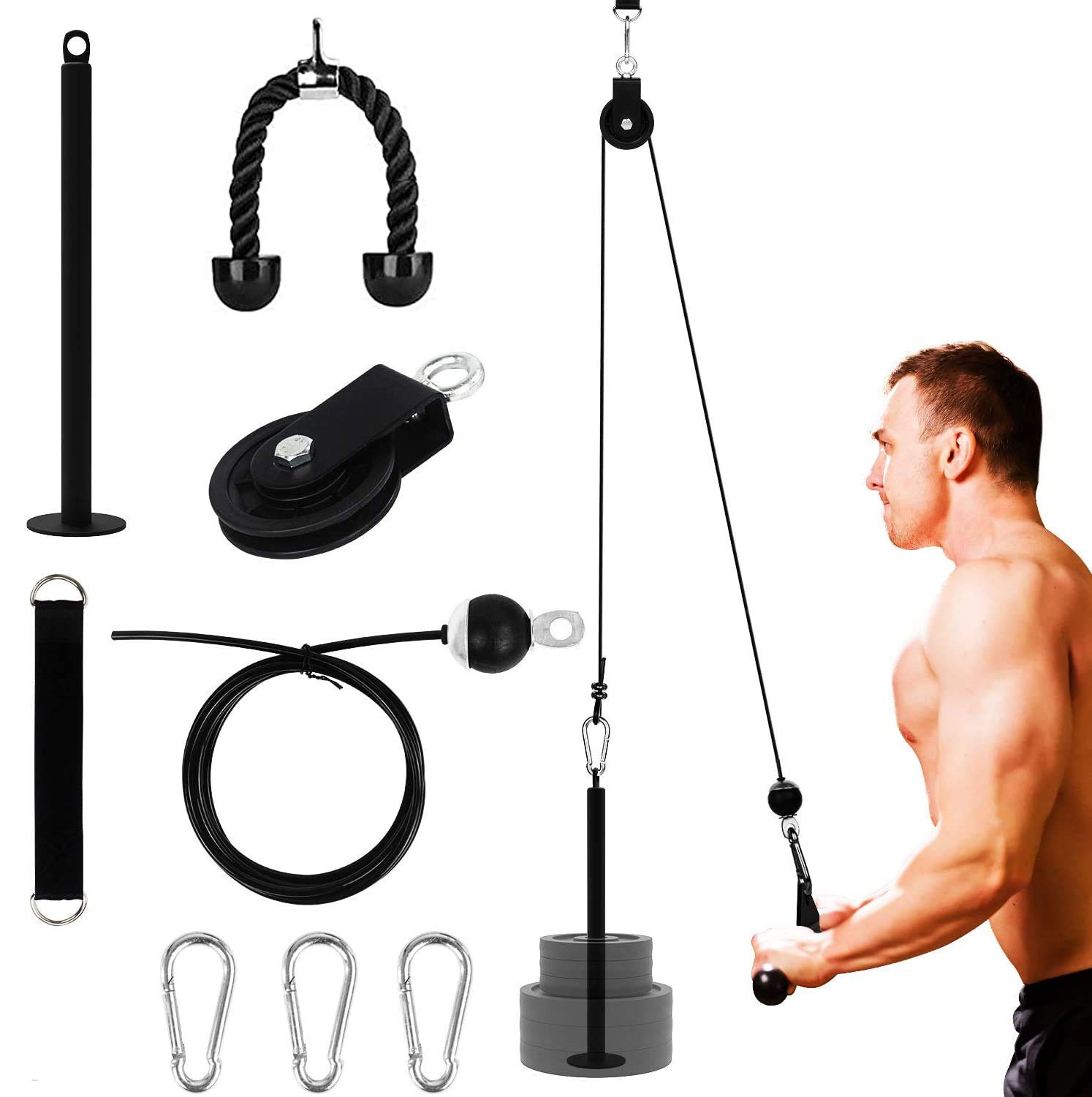 Buy LIKOSO Pulley Cable Machine Attachment System with Loading Pin Arm ...