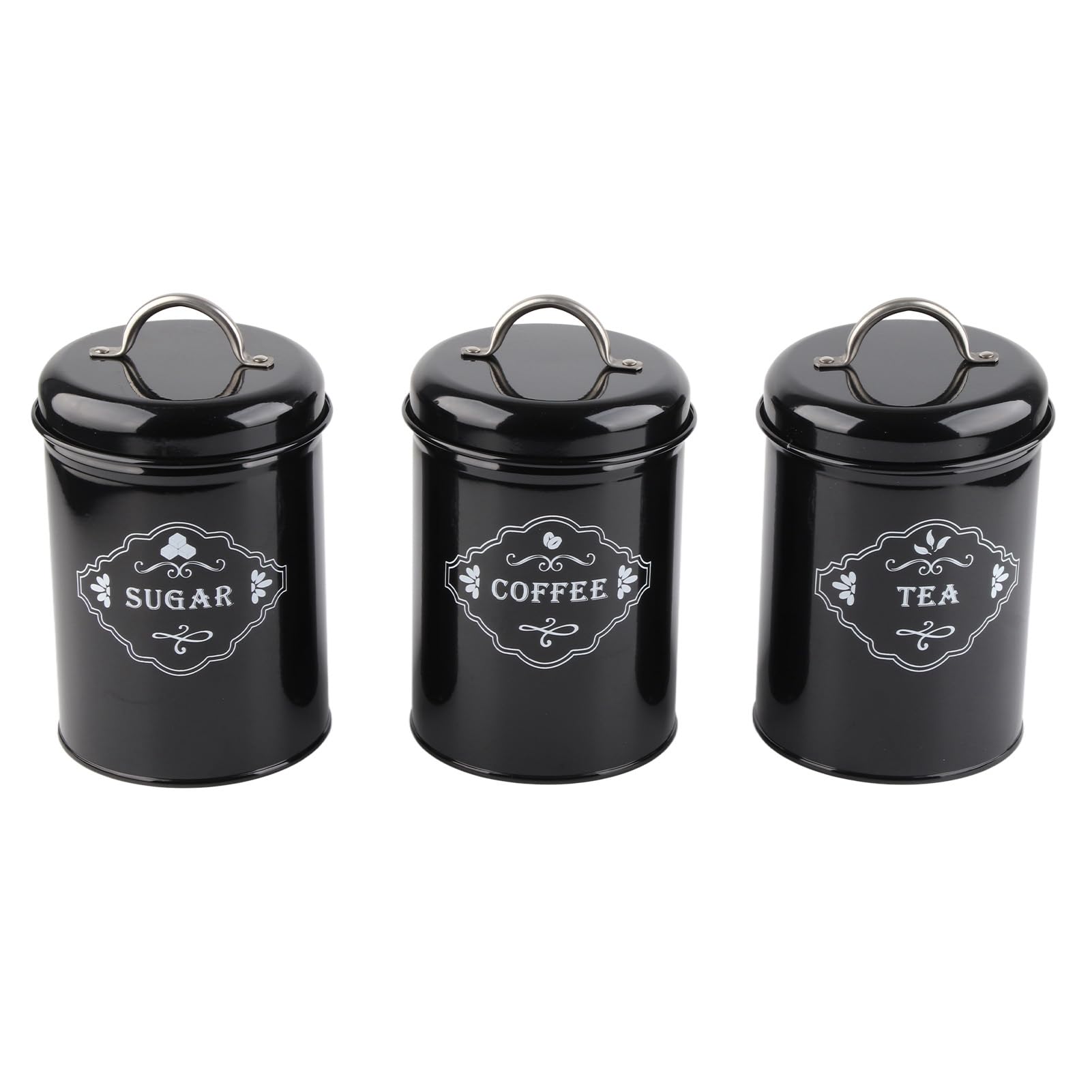 Kaffee- und Zuckerbehälter, 3-teiliges schwarzes versiegeltes -Set, Aufbewahrungsorganisator for Zuhause, Küche, versiegelte Dosen, Box, Backzubehör/135