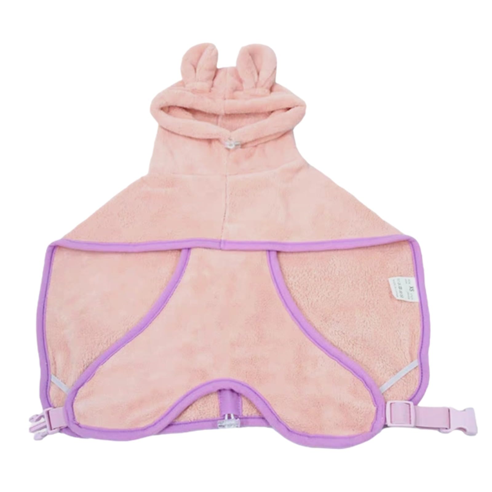 Hundebademantel mit Kapuze und Ohren, schnelltrocknendes Hundetuch aus weichem Polyester, Baderobe für Hunde, rosa, Größe M, zum schnellen Abtrocknen nach dem Baden und für angenehmen Komfort