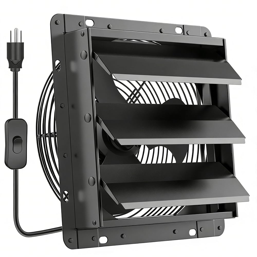 HG Power 10 Inch Shutter Exhaust Fan, front view