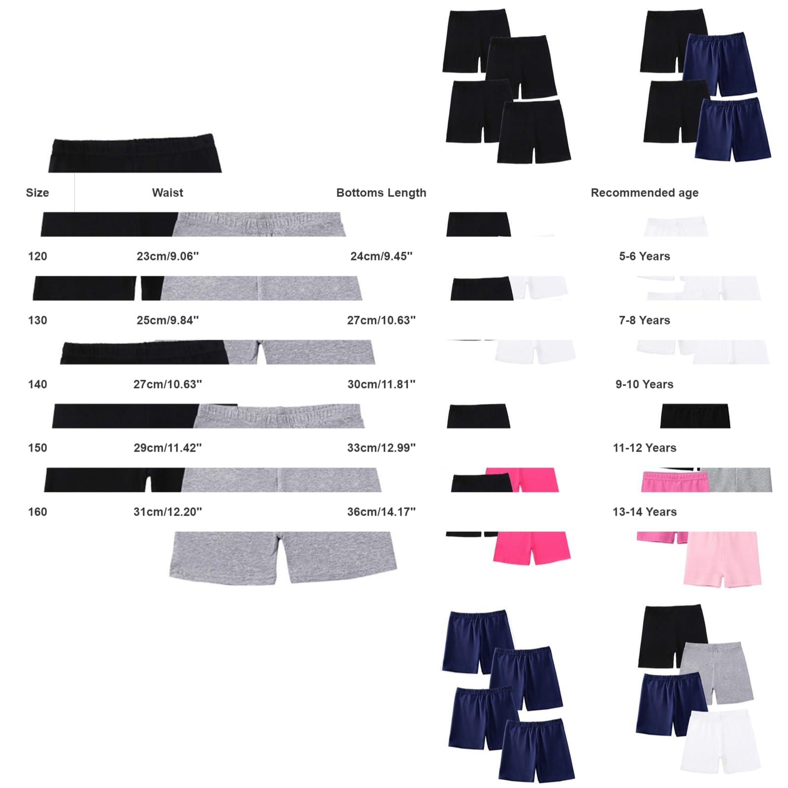 Lot de 4 shorts en coton pour filles, danse, cyclisme, yoga, gymnastique, adolescente, école, sport, course à pied, gym, leggings athlétiques, vêtements de sport d'été