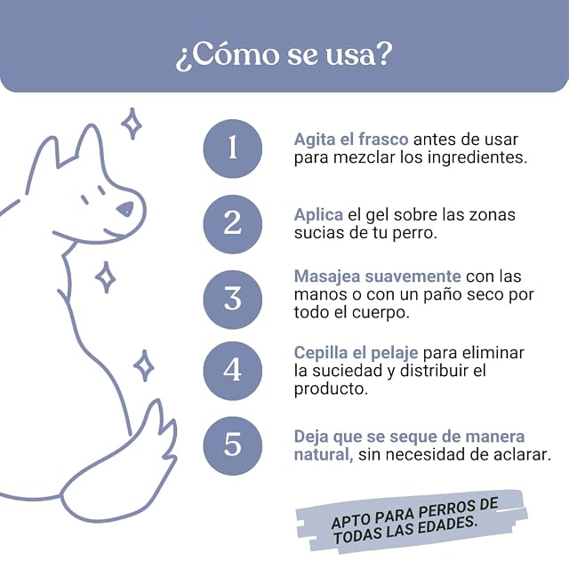 Foto 7 de 8 de BAU Gel Limpiador sin Aclarado, Champú en Seco para Perros, Higienizante e Hidratante