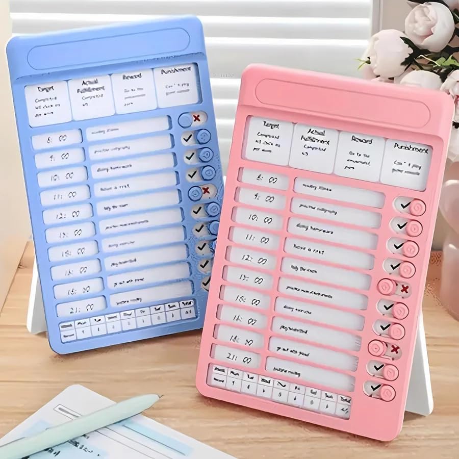 Techlix Habit Tracker Daily Planner Checklist Board for Kids & Adults | Reusable Plastic Chore Chart | 7 Detachable Cardstock Task Cards | To-Do List & Daily Routine Planner | Multicolor-picture-36