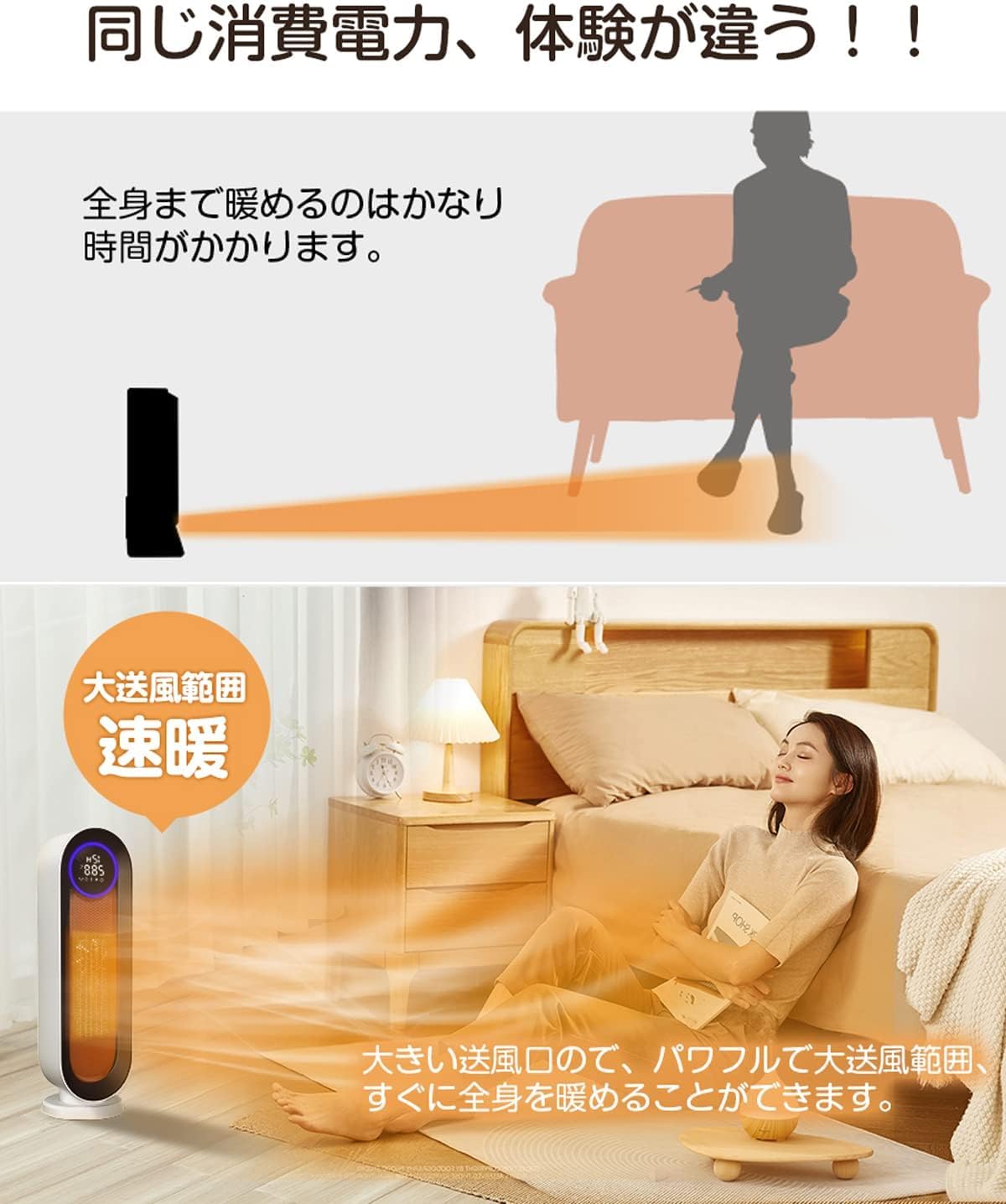 Amazon | セラミックヒーター 速暖【2025冬新型 ECO省エネ 首振り】1