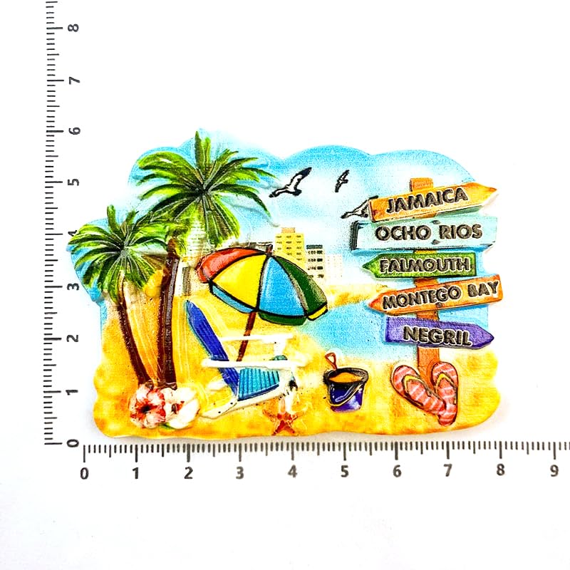 Imán Decorativo Jamaica Beach Scene 3D Resina 4x2x6 in miniatura 3
