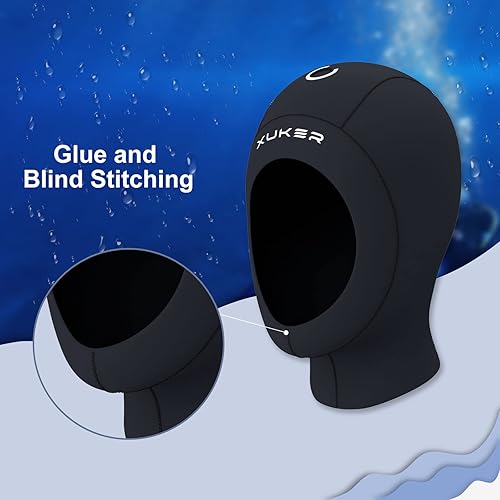 Miniatura 4 de XUKER Neoprene Wetsuit Hood 3mm for Men Women, Diving Cap Surfing Thermal Hood for Snorkeling Swimming Canoeing Water Sports