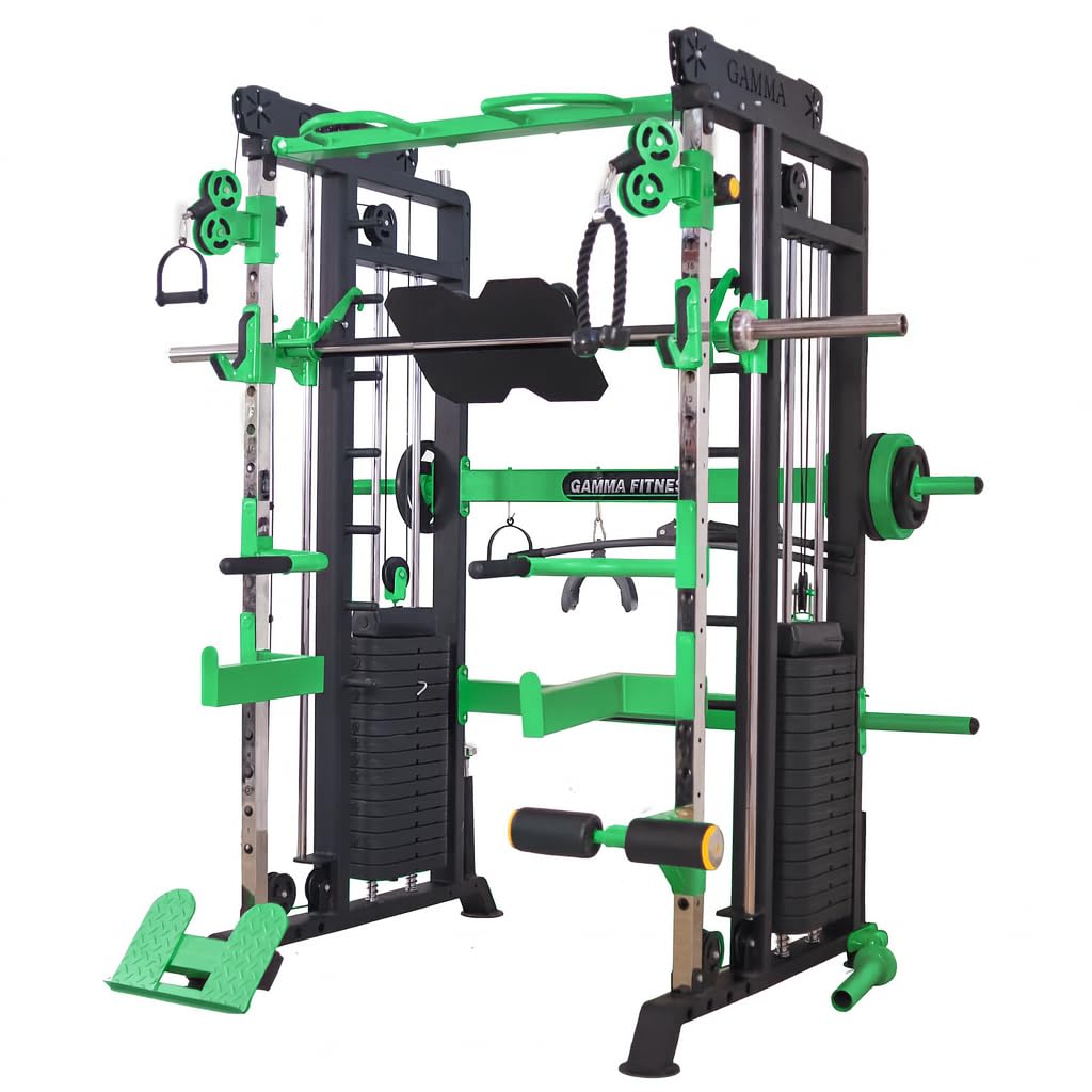 GAMMA FITNESS FTS-101 Plus Multi Gym Functional Trainer with Smith Machine for Home Gym Equipment (Green)-image-12