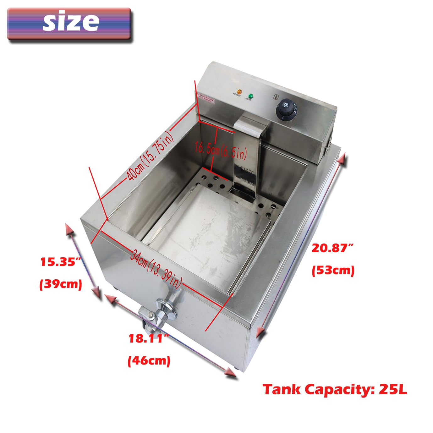 Banfluxion 110V Electric Commercial funnel cake fryer Stainless Steel 25L Deep Fryer with Two Rings for Funnel Cakes, Donuts, and Other Fried Food