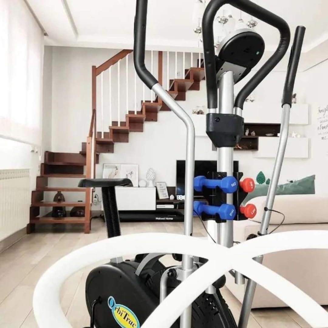 FFitness Cyclette Ellittica Volano 5kg, Ellittica Home trainer 2 in 1, Bici da camera, monitor LCD, pesetti e disco torsione inclusi