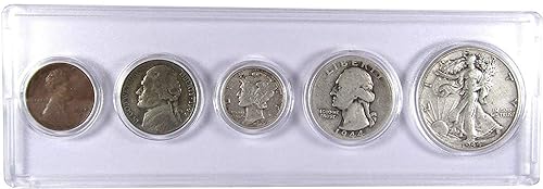 Vista 7 de Juego de 5 monedas coleccionables de 1942 en buen o mejor estado para regalo