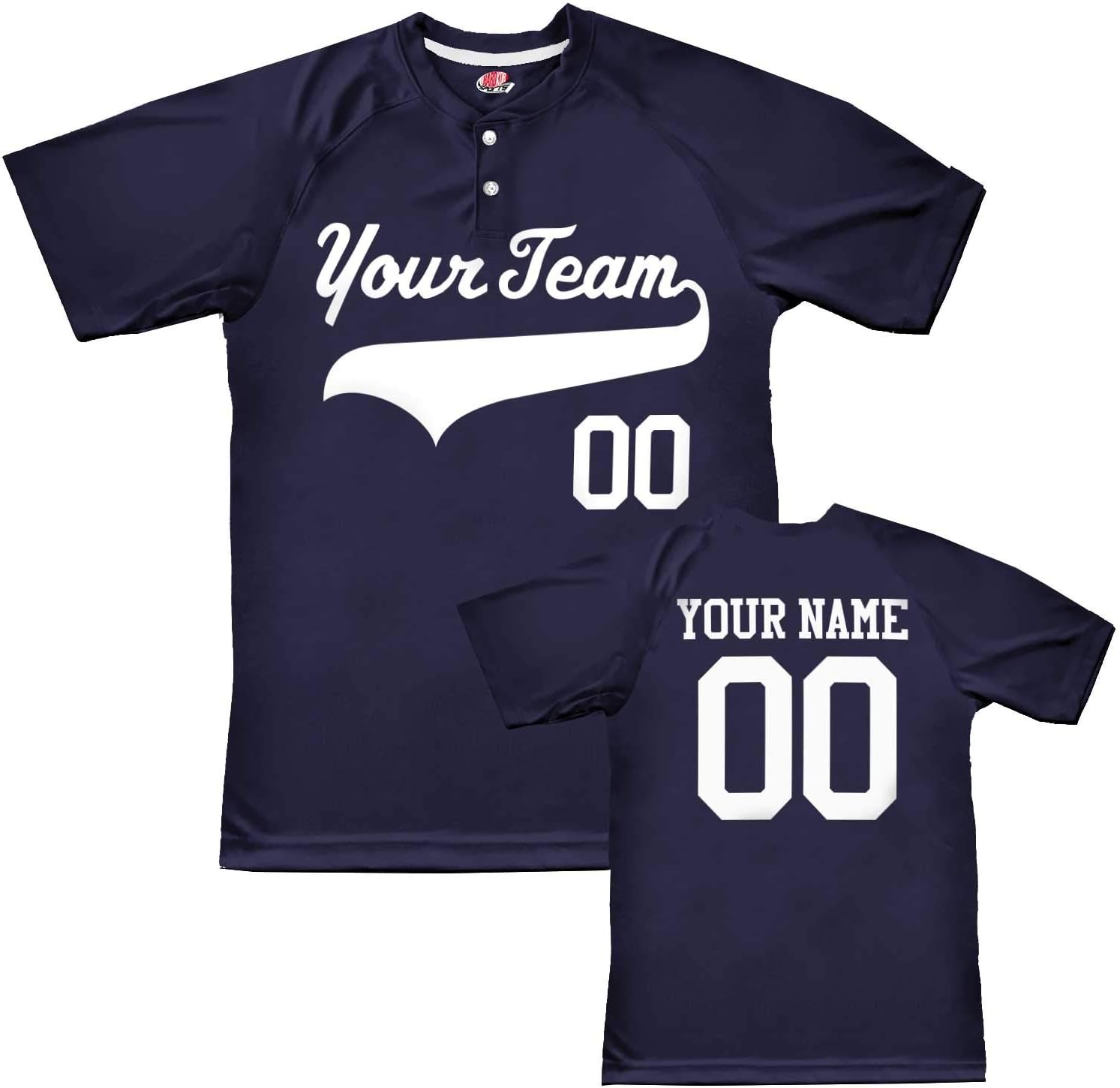 HARDKOR SPORTS Customized Baseball Jersey 2 Button Solid Color Youth with Names & Numbers