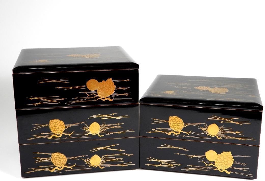 輪島塗 金蒔絵 松の実絵 漆器 五段重箱 輪島塗 三段重（宝