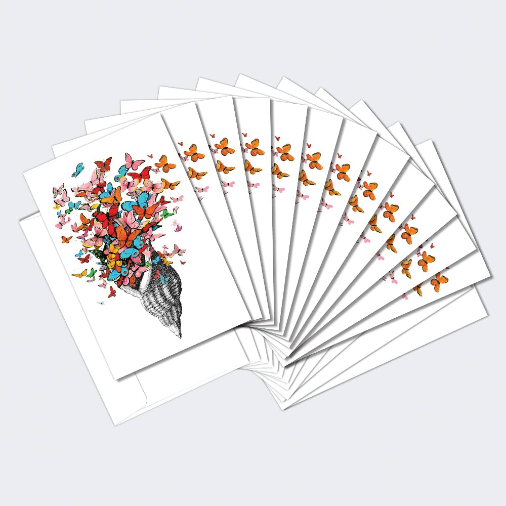 Tree-Free Greetings - All Occasion Cards - Artful Designs - 12 Greeting Cards + White Envelopes - Made in USA - 100% Recycled Paper - 4 x 6 - Shell of