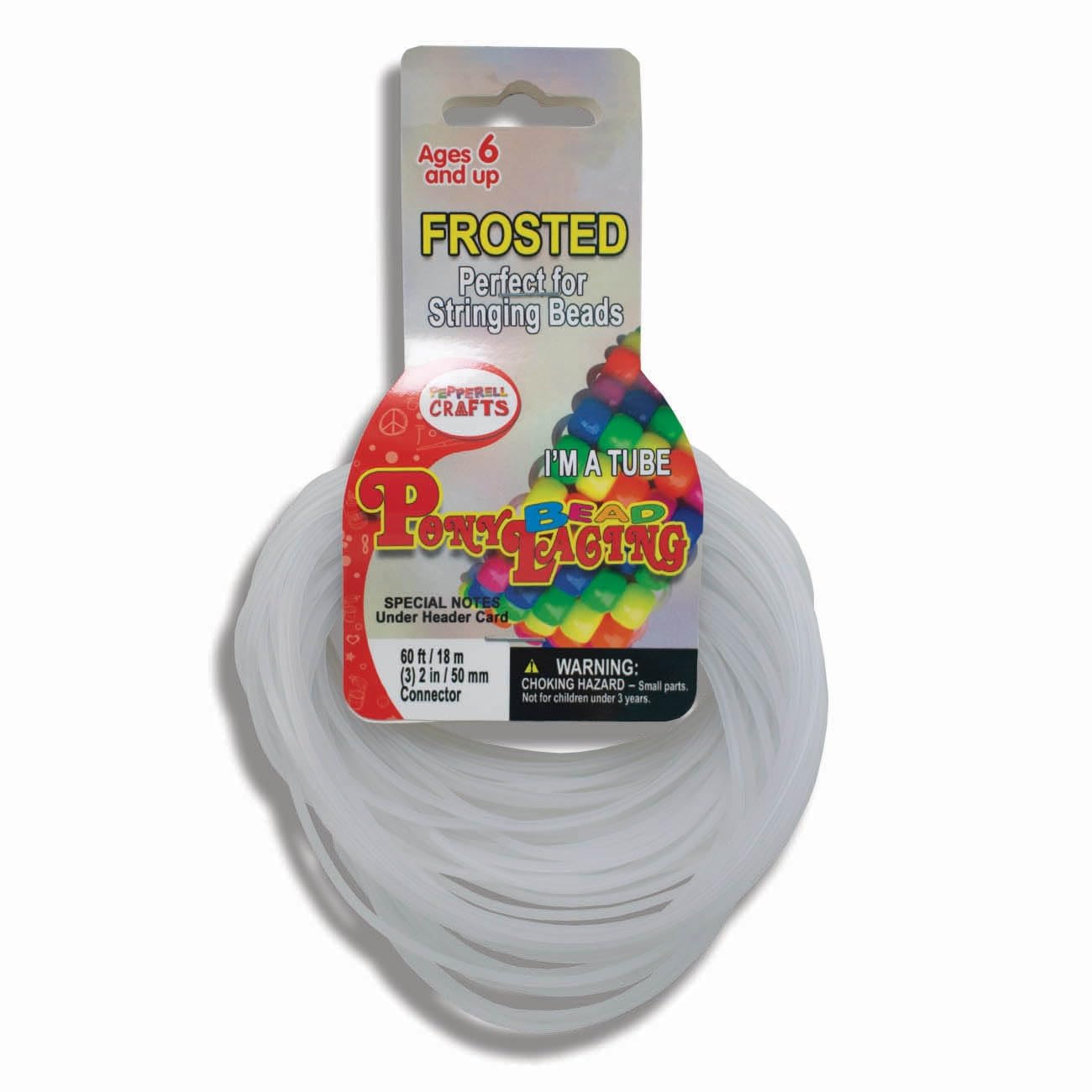 Pepperell Pony Bead Lacing 2mmX60'-Frost