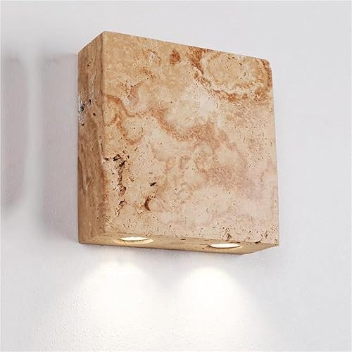 Lámpara de pared LED de mármol, 2 luces, moderna decoración del hogar, lámpara de pared de granja para dormitorio, lámpara de pared de piedra