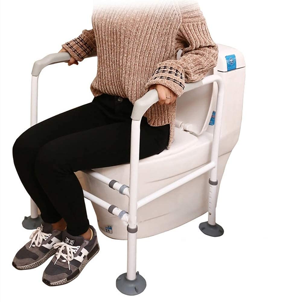Deambulatore pieghevole,Deambulatori per anziani Bracciolo per WC Ausilio per deambulazione Corrimano per il bagno Binari per WC Telaio di sicurezza per WC autoportante per anziani disabili