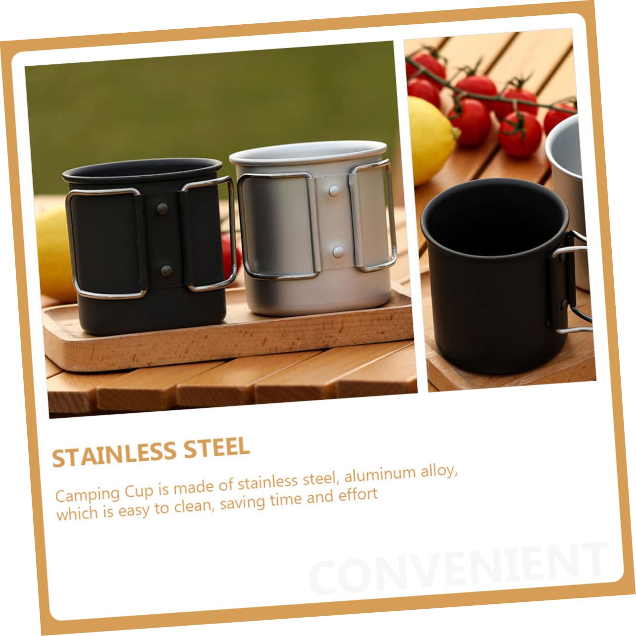 Toddmomy 4 Pièces Tasse à Eau Pliante Extérieure Tasses De Café Tasse De Pique-Nique Rustique Tasse De Camping Gobelet en Métal Tasses à Cocktails Acier Inoxydable Verre De Jus Pliable