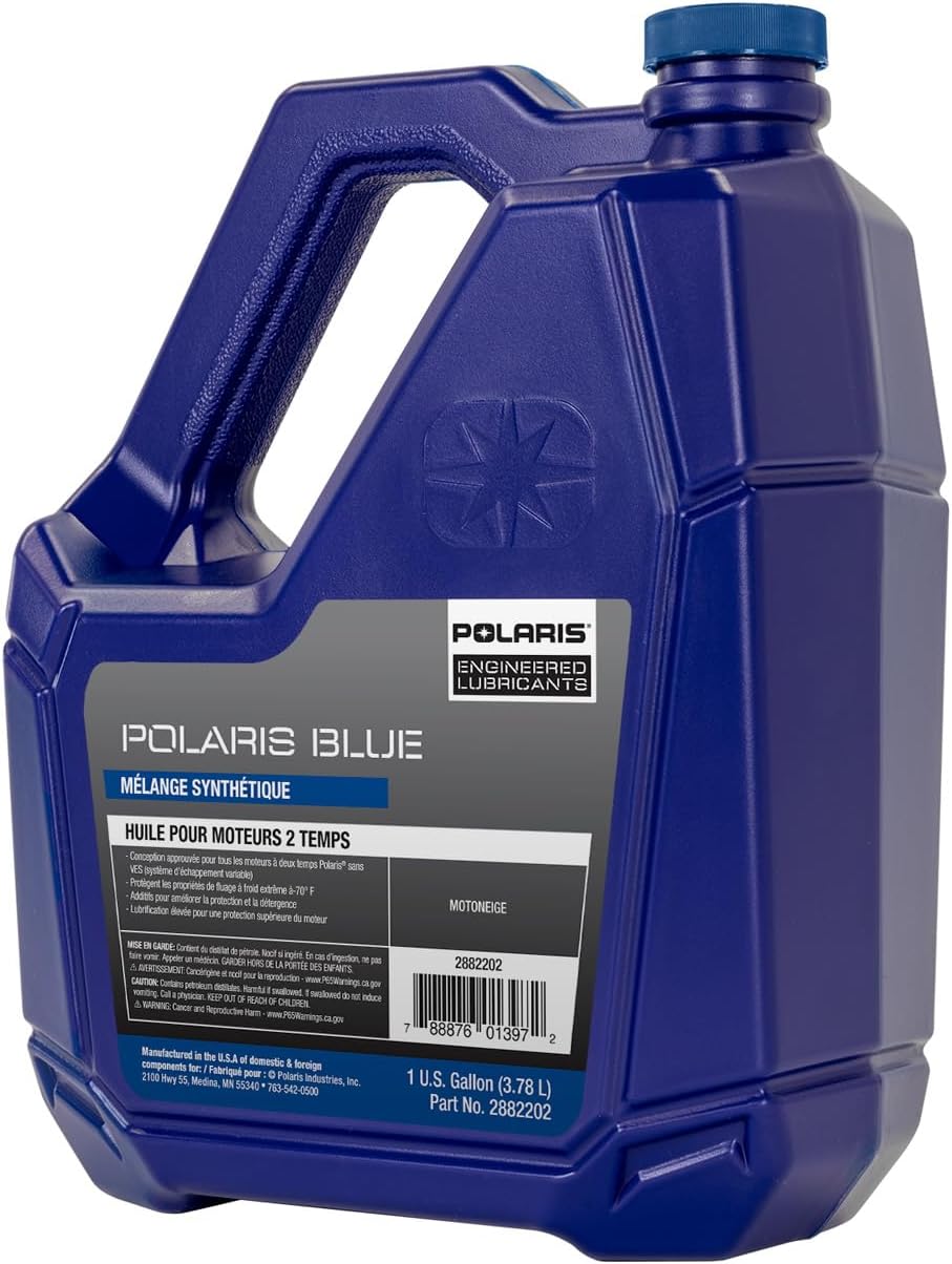 Polaris OEM Snowmobile Blue Synthetic Blend 2-Cycle Oil, For Polaris 2-Stroke Snowmobiles, 1 Gallon, Synthetic - Part 2882202