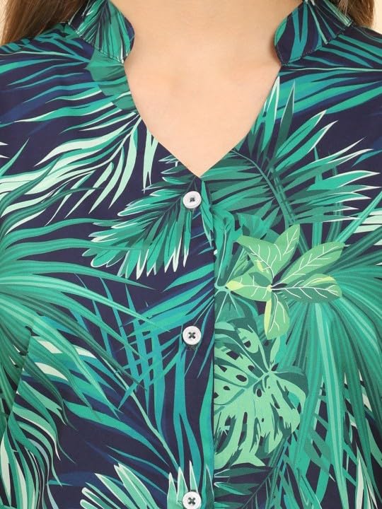 Image of Trendy Queen Printed Straight Mandarin Neck Shirt for Women's | Tops for Woman Shirts | Shirt for Women Stylish Western (SD775 S)