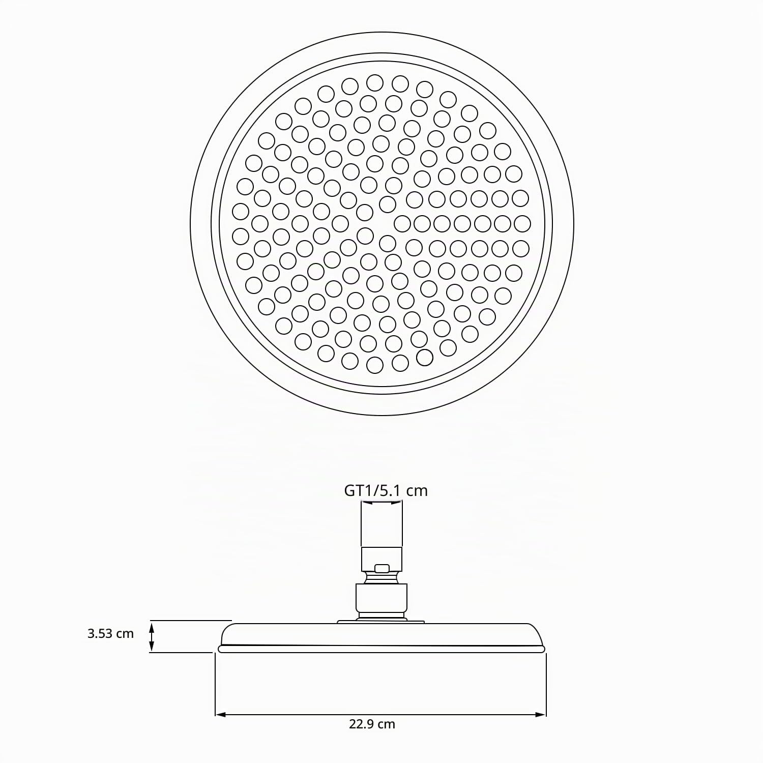 Cabezal de ducha fijo antiguo, cabezal de ducha de lluvia redondo de 228 mm, adecuado para ducha de baño, cabezal de ducha de lluvia de alta presión - GETSHOWERSET