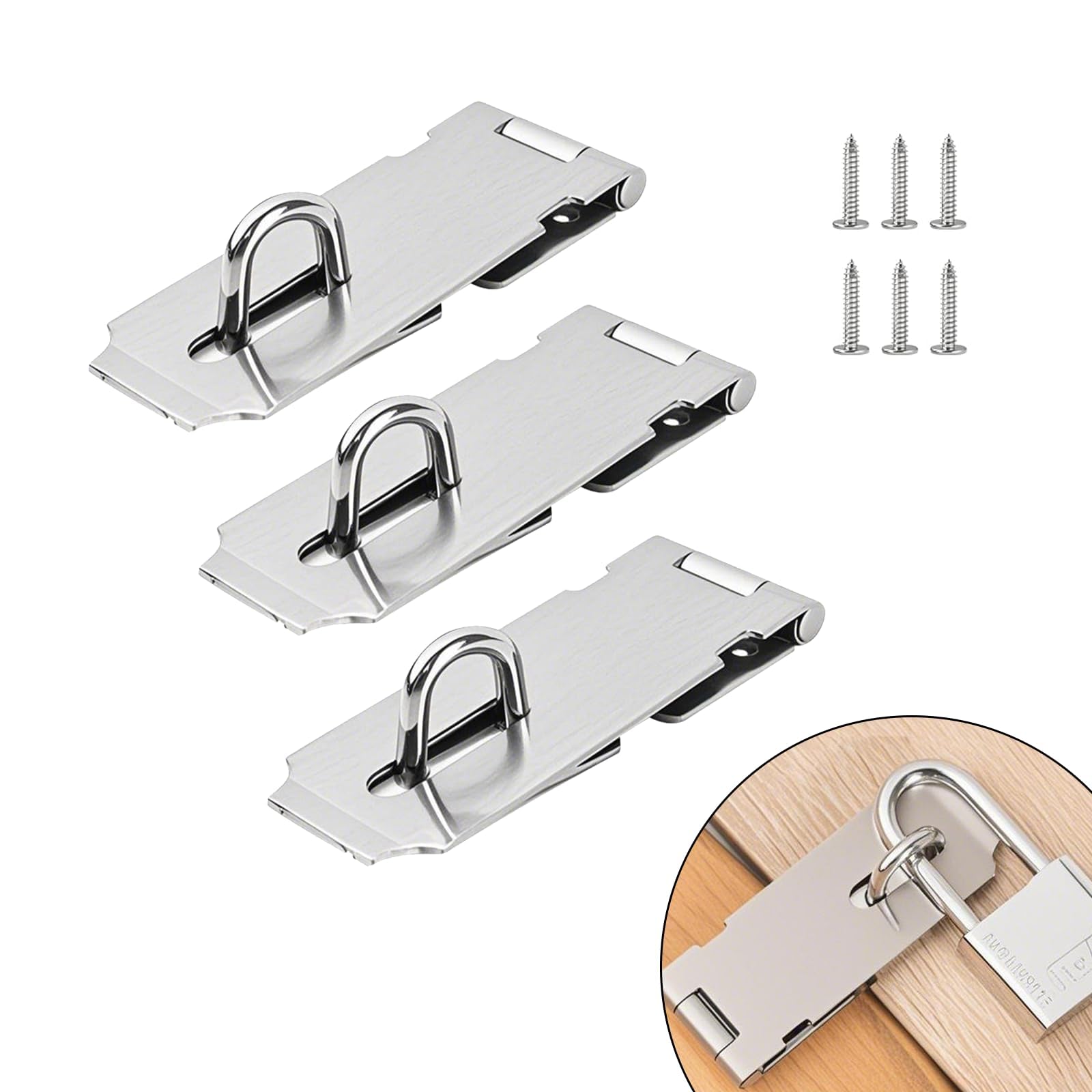 Padlock Hasp Latch, Small Padlock, Small Door Latch, 3 Pcs Vintage Door Lock Latches - Hasp & Bolt Hardware for Doors, Cabinets, Wooden Doors & Gates-image-18