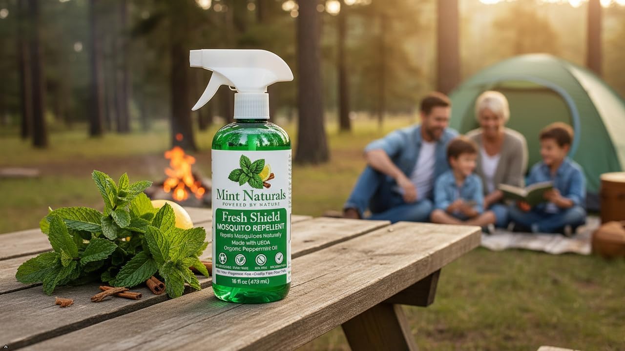 Natural Mosquito Repellent Spray – USDA Organic Peppermint Oil Formula that Helps Deter Mosquitoes, 16 oz – Made in USA by Mint Naturals
