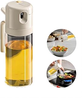 Upgraded Glass Oil Dispenser & Sprayer - 18.5 OZ /550ml, For Cooking, Baking, Salad, Air Fryer, BBQ
