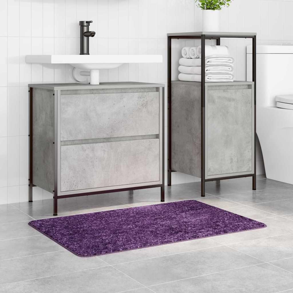 Rutschfeste Badmatte Lila 60 x 90 cm PP Waschbar Schnelltrocknend Weich Fußbodenheizung geeignet für Badezimmer Gäste WC Duschmatte