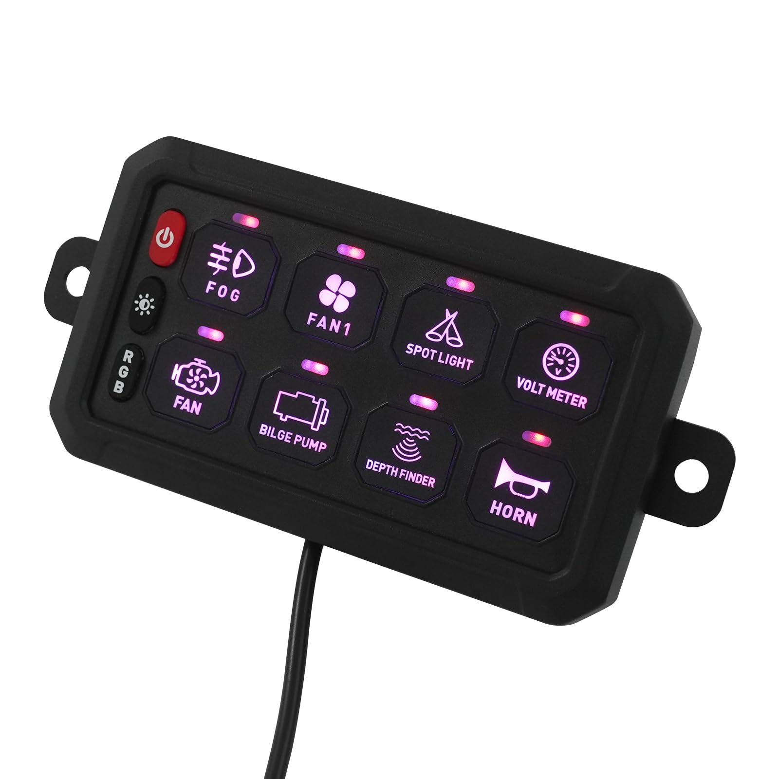 Panel przełączników 8 biegów, uniwersalny system przekaźników obwodowych LED, 5 poziomów jasności, system przekaźników, do samochodów ciężarowych, kamperów, łodzi, SUV-ów