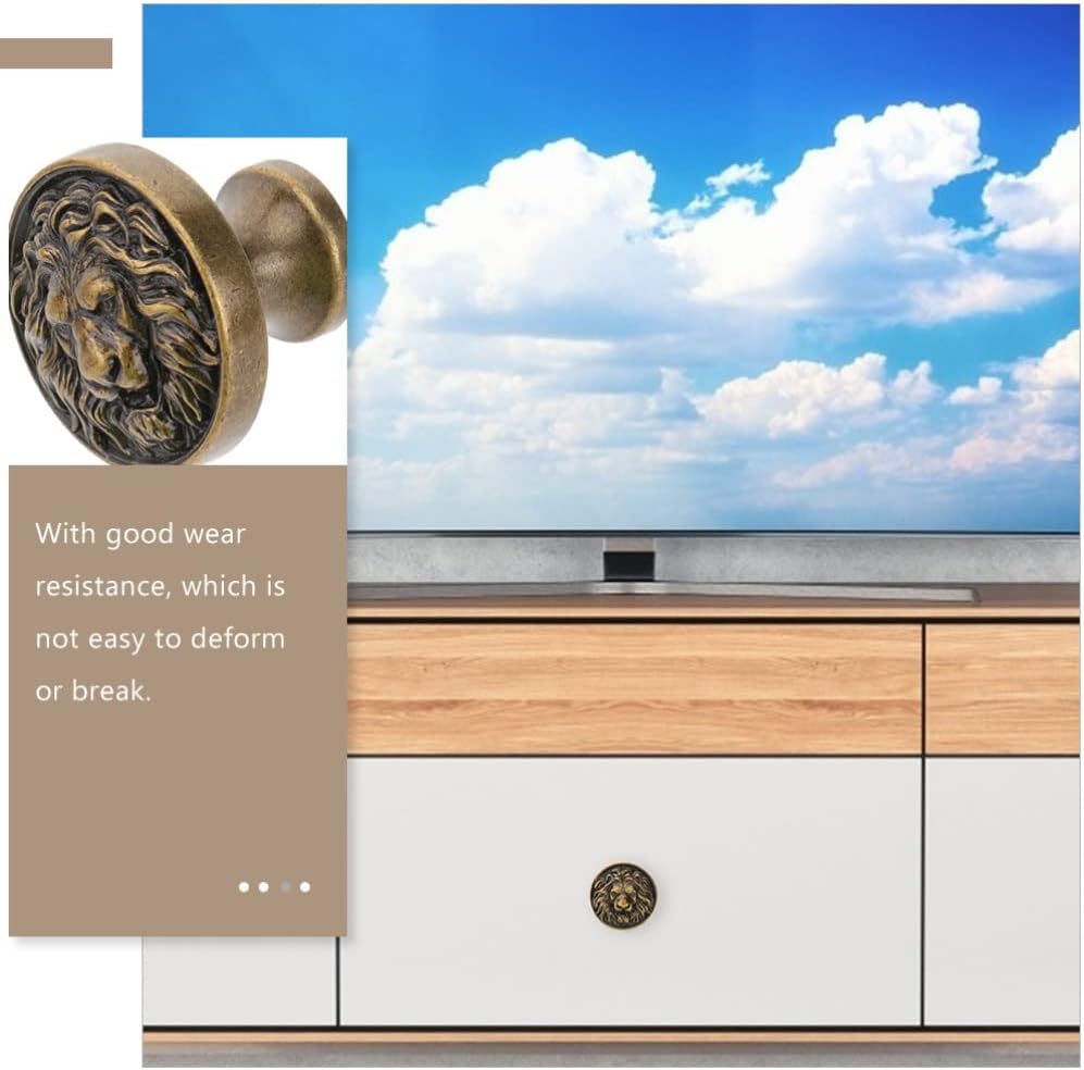 Cabinet Knob Lion Head Handle: 2pcs Zinc Alloy Drawer Dresser Knobs and Handles Door Pulls Handle Single Hole Knobs for Kitchen Bathroom Dresser Furniture Accessories
