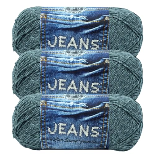 Image of Lion Brand Yarn, Jeans Soft Knit & Crochet Yarn, Vintage, Gray, 3 Pack