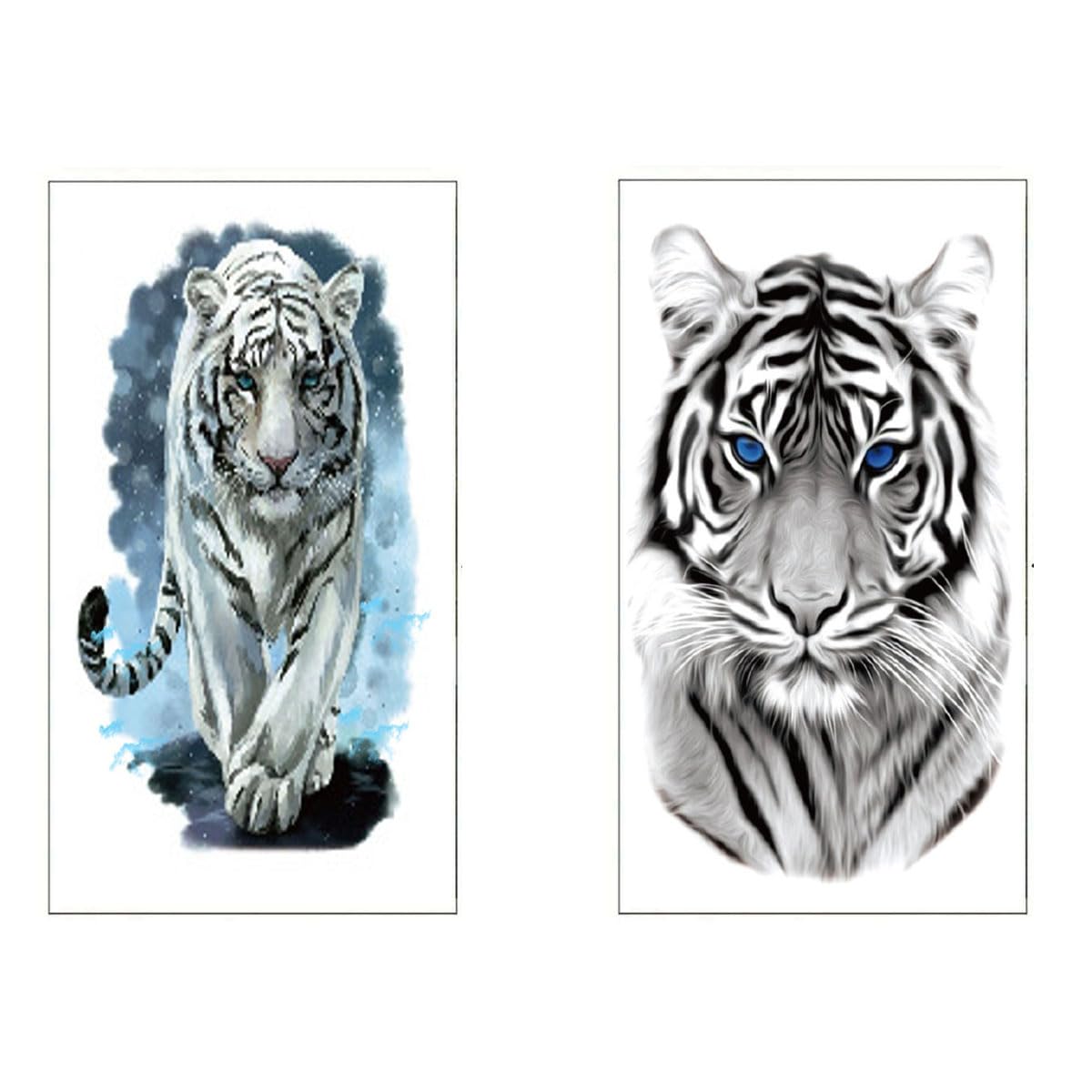 Stylizeink Tiger Face With Ice Tiger 2 Sheet Combo Tattoo Waterproof Boy and Girl Tattoo Temporary Body Tattoo