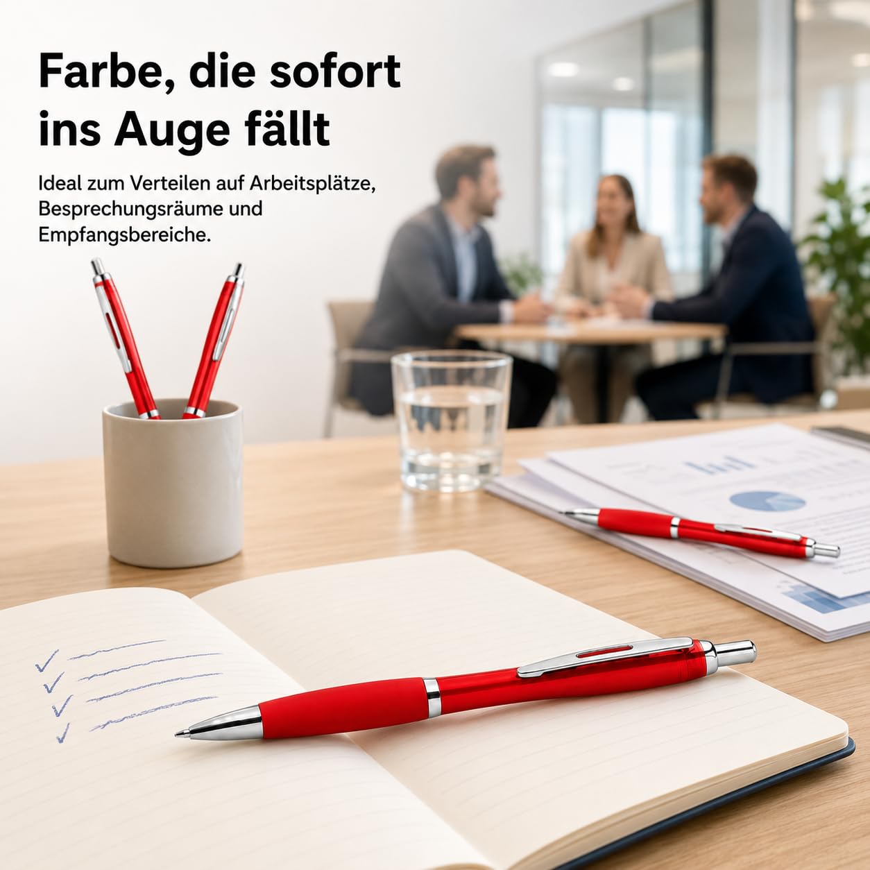 WPRO Kugelschreiber 500 Stück rot, blau schreibend ergonomischer Gummigriff | Nachhaltig länger nutzbar: Wechselbare Patrone und komfortable Haltefläche erleichtern tägliche Schreibaufgaben.