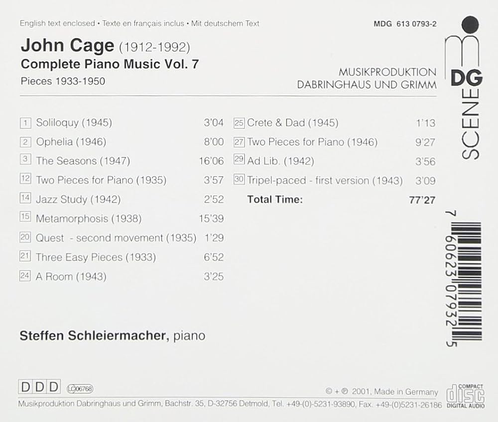 John Cage, Steffen Schleiermacher - Complete Piano Music