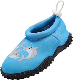 NORTY - Boys Dolphin Graphic Skeletoe Aqua Water Shoes for Pool Beach, Surf, Snorkeling, Exercise Slip on Sock, Turquoise 40997-7MUSToddler