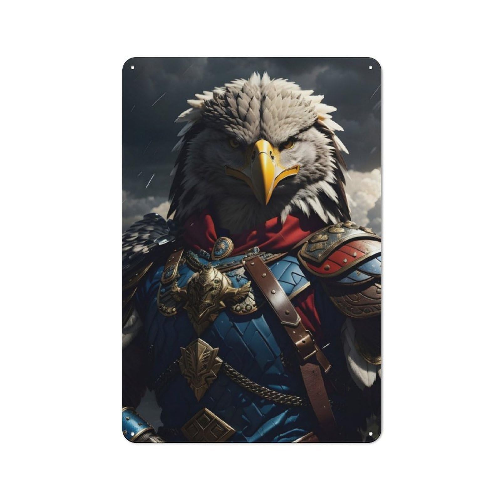 Junmoney Fantasy Eagle Armor Rustic Tin Sign 30X20cm Featuring For Garage Wall, For Vintage Wall Decor Fans, For Home Office And Studio Walls