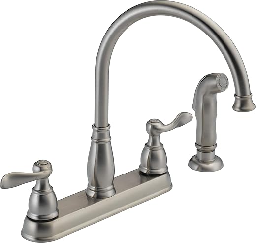 Delta Faucet Windemere 2-Handle Kitchen Sink Faucet with Side Sprayer in Matching Finish, Stainless 21996LF-SS