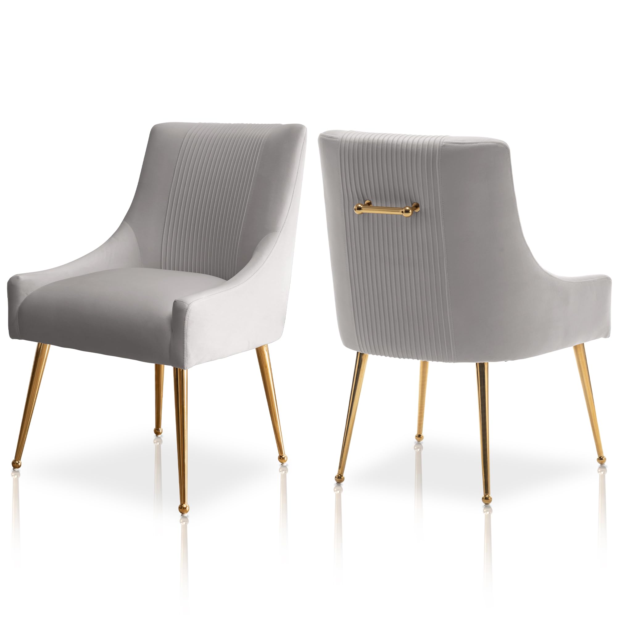 SEYNAR Modern Dining Chairs, Velvet Upholstered Dining Room Chairs with Gold Legs,Tufted Accent Chair Set of 2 for Reception Room Living Room Study Room