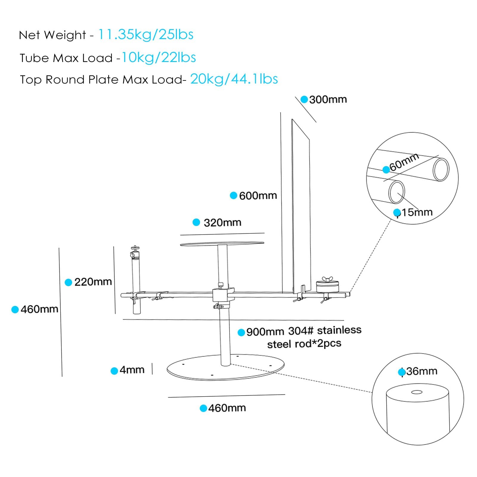 Plateforme Photo 360 DFCINE avec Slider – Rig Rotatif pour Caméra Vidéo avec Roue Dolly, pour Photographie Commerciale de Produits, Effets 360, Ralenti, Bullet-Time et Mouvement Slider (V360S)