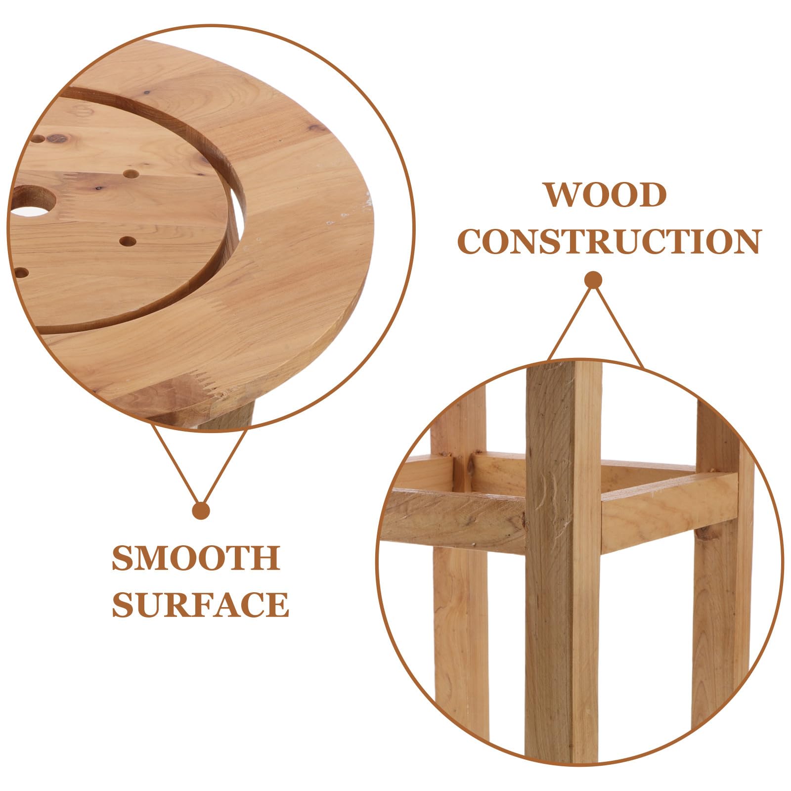 Veemoon Holz Dampf Fußbad Hocker, Rund, Braun, Vier Beine, Hohl | Sitz Bath Steaming Seat, Sauna Einsatz, 50cm Höhe, für Frauen und Senioren