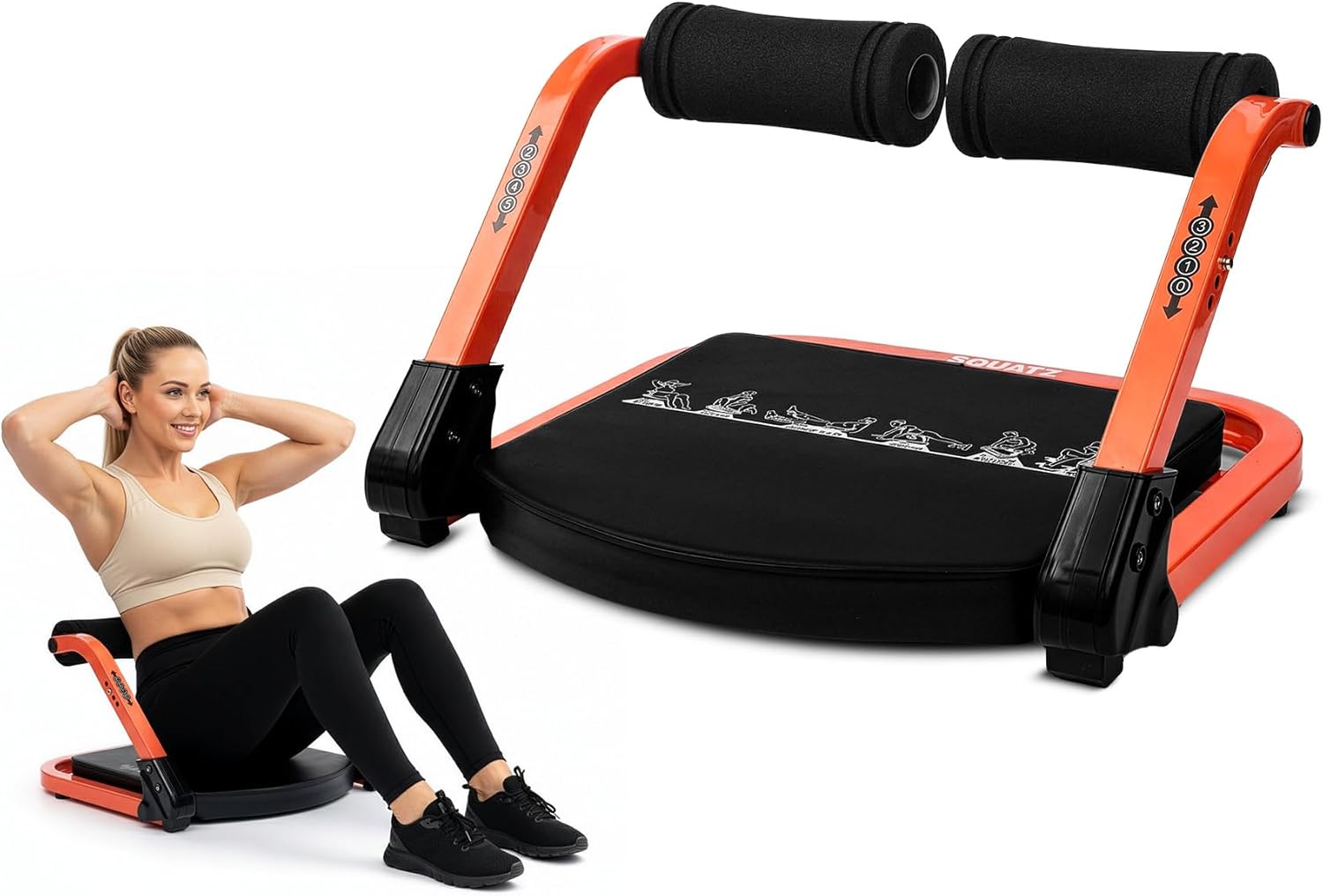 Squatz Ab Machine for Stomach Workout – Core & Sit-Up Exercise Equipment with 3 Resistance Levels for Home Gym, Adjustable Ab Trainer for Full-Body Workout with Automatic Rebound, 350 lbs Capacity