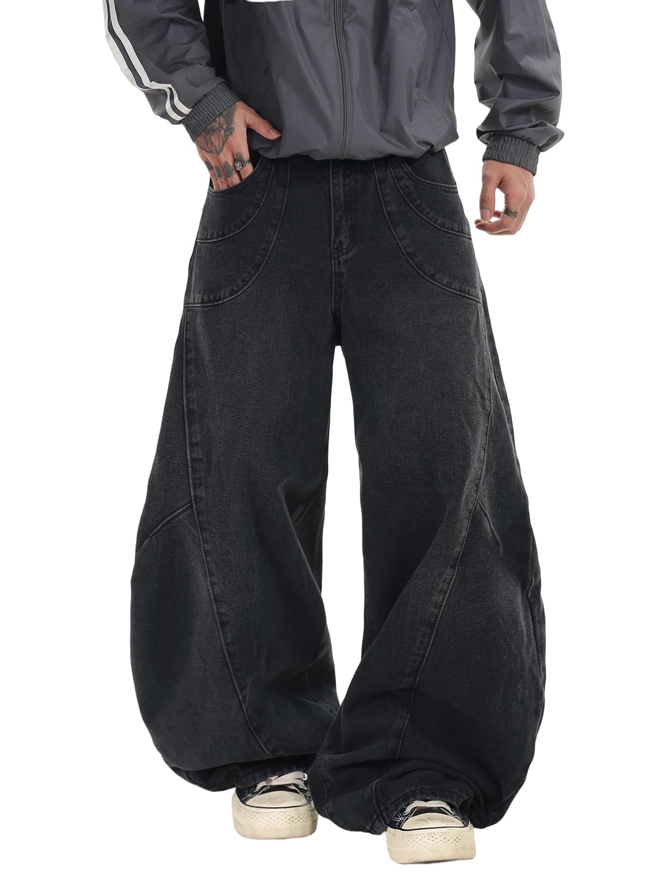 DFGIGT Baggy Jeans Men Wide Leg Denim Pants | Oversized Extreme Relaxed Fit,Vintage 2000s Skate Skater Style,Casual Long Trousers for Daily Wear,Extra Wide Leg Opening