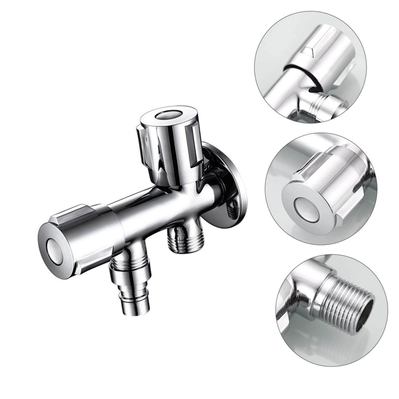 Valvola Doppio Rubinetto per Lavatrice in Acciaio Inox Argento | Uso Domestico in Bagno, per Lavatrice e Lavastoviglie, Design Semplice Lavorazione Professionale