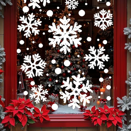 Ivenf Christmas Decorations Indoor Decor: 8 Sheets Extra Large White Snowflake Christmas Window Clings, Farmhouse Rustic Xmas Snowflake Decorations for Kids Home School Office Winter Holiday Party - image 6